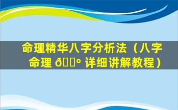 命理精华八字分析法（八字命理 🐺 详细讲解教程）